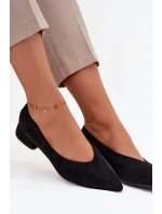 Dámské lodičky na podpatku z eko semiše Karielle – černé Dámské lodičky na podpatku z eko semiše Karielle – černé