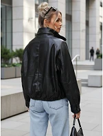 Dámská kožená bunda oversize černá FashionStreet TY5664
