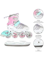 NH18192 4v1 růžové inline brusle velikosti S(29-33) s hokejovou deskou velikosti NILS EXTREME