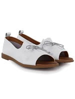 Dámské kožené polobotky s otevřenou špičkou bílé Cambell 19388