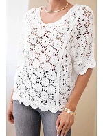 Dámský letní krajkový svetr s knoflíky a dlouhým rukávem černý Dámský letní krajkový svetr s knoflíky a dlouhým rukávem černý