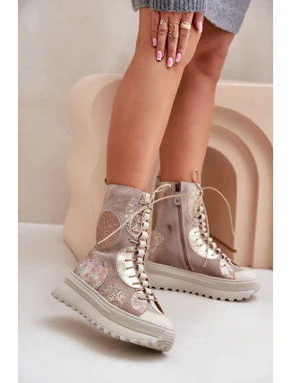 Kožené Semišové Boty Na Platformě Zateplené Maciejka 06565-04 Béžové Kožené Semišové Boty Na Platformě Zateplené Maciejka 06565-04 Béžové