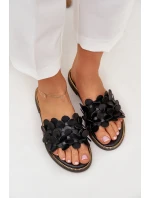 Zazoo 40381 Dámské Kožené Pantofle Na Plochém Podpatku Černé