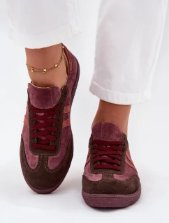 Zazoo N1068 Semišové Nízké Dámské Tenisky Bordó