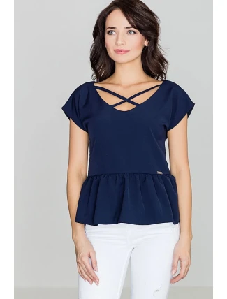 Dámská halenka K396 114306 tm .modrá - Lenitif Dámská halenka K396 114306 tm .modrá - Lenitif