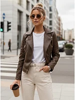 Dámská hnědá koženková bunda TY5541 - FashionStreet