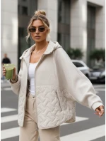 Dámská přechodná bunda oversize s kapucí ecru FashionStreet TY5592