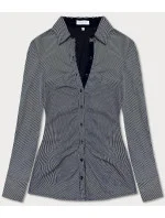 Tmavě modrá dámská drobně pruhovaná košile (SSY2026) Tmavě modrá dámská drobně pruhovaná košile (SSY2026)