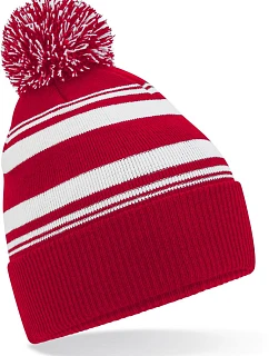 Beechfield B 473R Pletená čepice s pruhy "Fan" 53.473R classic red/white