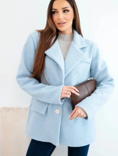 Dámská bunda z měkkého beránka s límcem modrá