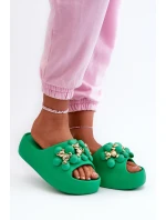 Dámské Pěnové Pantofle S Ozdobami Na Hrubé Podrážce Zelené Bremavia Dámské Pěnové Pantofle S Ozdobami Na Hrubé Podrážce Zelené Bremavia