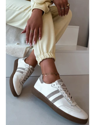 Zazoo N1068 Kožené Nízké Dámské Tenisky Béžové