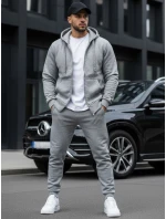 Pánská rozepínací mikina s kapucí šedá BX2412