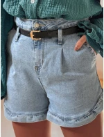 Dámské džínové šortky s páskem SHORT LOVER modré FashionStreet SY0468 Dámské džínové šortky s páskem SHORT LOVER modré FashionStreet SY0468
