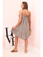 Dámské mušelínové šaty s ramínky a volánem fango