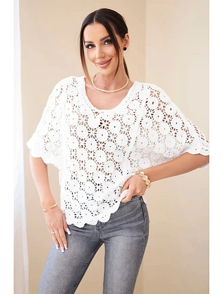 Dámský letní krajkový svetr s knoflíky a dlouhým rukávem černý Dámský letní krajkový svetr s knoflíky a dlouhým rukávem černý