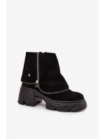 Kožené dámské kotníkové boty s obráceným lemem Maciejka 07145-01 Černé