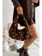 Kožená semišová kabelka s ozdobou hnědá Narisse