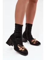Dámské kotníkové boty s mašlí D&A – černé