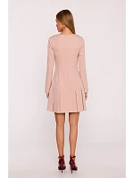 Šaty s obrácenými záhyby M872 béžové - MOE