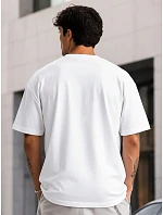 Pánské bavlněné basic oversize bílé tričko FashionStreet RX5683 Pánské bavlněné basic oversize bílé tričko FashionStreet RX5683