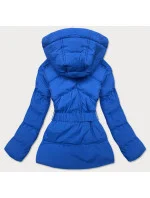 Dámská prošívaná bunda v chrpové barvě s opaskem pro přechodné období (23060-3)