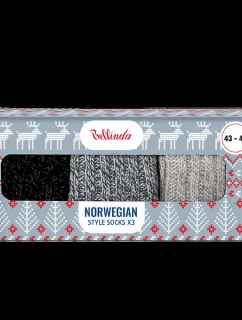 Dárková krabička zimních ponožek 3 páry NORWEGIAN STYLE SOCKS BOX - BELLINDA - světle modrá