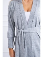 Svetr dlouhý svetr vázaný v pase šedý