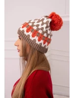 Dámská čepice Laila K283 dark beige+ecru