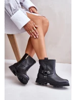 Kožené Dámské Boty Na Plochém Podpatku Černé Lewski 3610