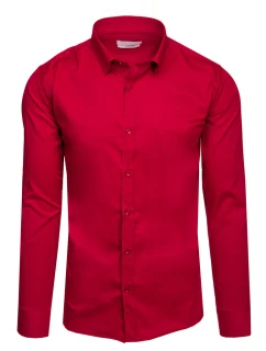 Pánská elegantní hladká červená košile SLIM FIT FashionStreet DX2611