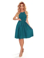 ALIZEE - Dámské šifonové šaty v mořské barvě se zavazováním 350-6 ALIZEE - Dámské šifonové šaty v mořské barvě se zavazováním 350-6