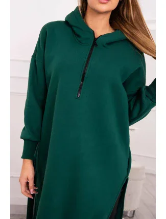 Zateplená mikina s bočními rozparky tmavě zelená Zateplená mikina s bočními rozparky tmavě zelená