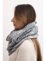 Dámský pletený měkký melírovaný zimní šál KN25 šedý+grafitový