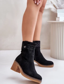 Zateplené dámské boty na podpatku černé Vailia