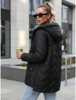 Dámská přechodná prošívaná bunda s kapucí černá FashionStreet TY5611