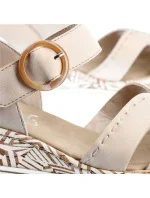 Pohodlné béžové sandály na platformě s podpatky Rieker W RKR595 Pohodlné béžové sandály na platformě s podpatky Rieker W RKR595