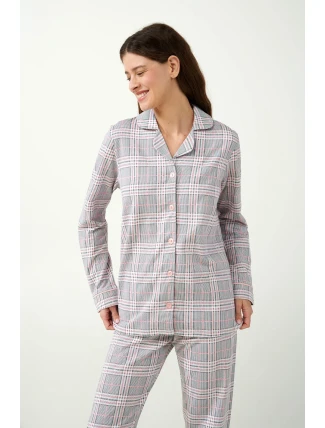 Vamp - Kárované pyžamo na knoflíky 19170 - Vamp Vamp - Kárované pyžamo na knoflíky 19170 - Vamp
