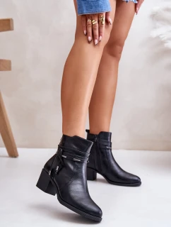 Dámské boty na podpatku z teplou podšívkou černé Lobina