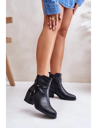 Dámské boty na podpatku z teplou podšívkou černé Lobina