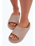 Dámské Pantofle Na Platformě Big Star SS274424 Tmavě Béžové