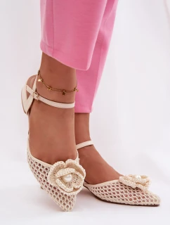Dámské sandály na klínku s ozdobným detailem světle béžové Vionessa