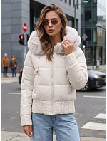 Dámská zimní prošívaná bunda s kožešinou, bílá, FashionStreet TY5832