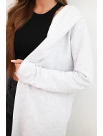 Dámská bavlněná bunda s kapucí a prodlouženým předním dílem světlá šedá