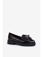 Dámské lakované mokasíny s mašlí Laura Messi 2786 černé