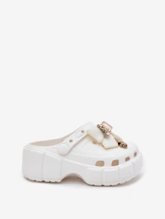 Dětské Dívčí Pantofle Z Pěny S Mašlí A Ozdobami Bílé Selvana