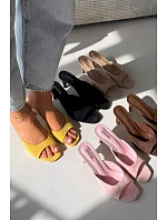 Dámské pantofle na tenkém podpatku Žluté Revina