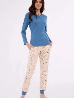 Dámské pyžamo Sammy 723/380 Jeans modrá s béžovou vzor - Cornette
