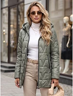 Dámská prošívaná bunda s odnímatelnou kapucí TY5794 zelená - FashionStreet