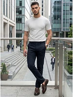 Pánské vypasované kalhoty chinos navy blue FashionStreet kalhoty UX4497
